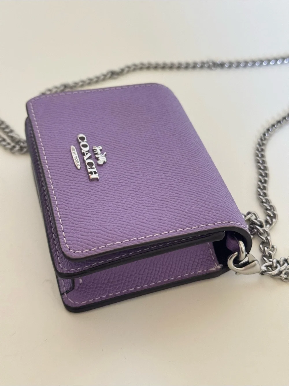 Purple Coach Cardholder with Chain